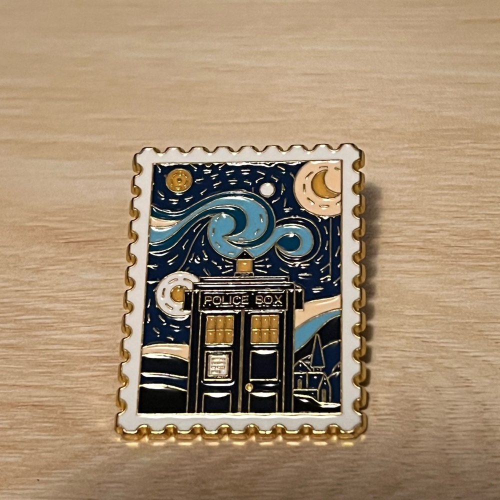 Starry Night Police Box Enamel Pin